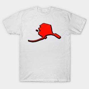 Bright Red Alaska Outline T-Shirt